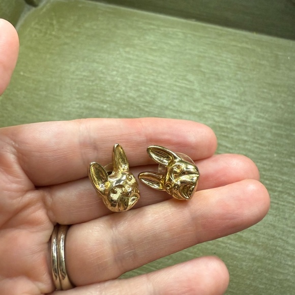 Lil Gold Frenchie Earrings - Picture 4 of 4